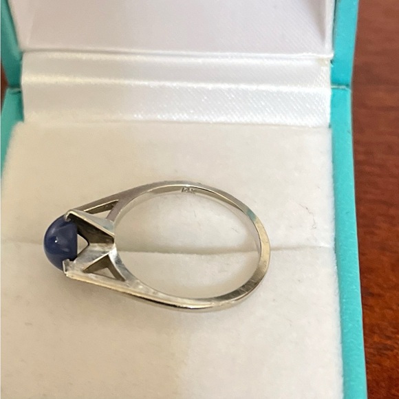 Vintage 14k white gold star blue sapphire ring size 6.25 - Picture 7 of 8